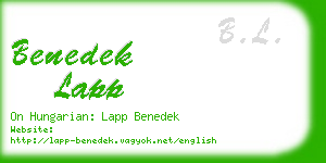 benedek lapp business card